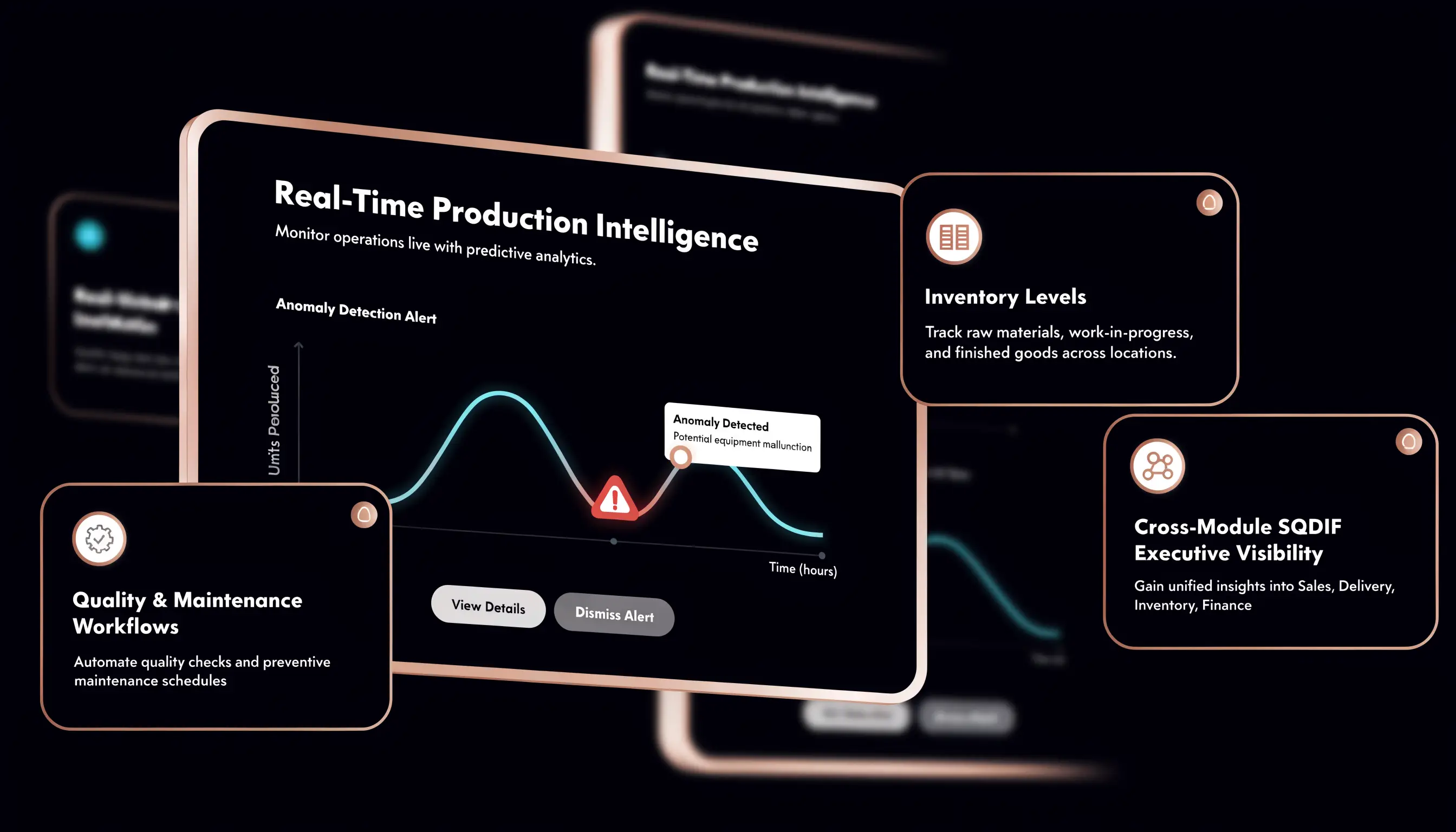Conceptual capability view for Cortrova: AI-native ERP for manufacturing operations.