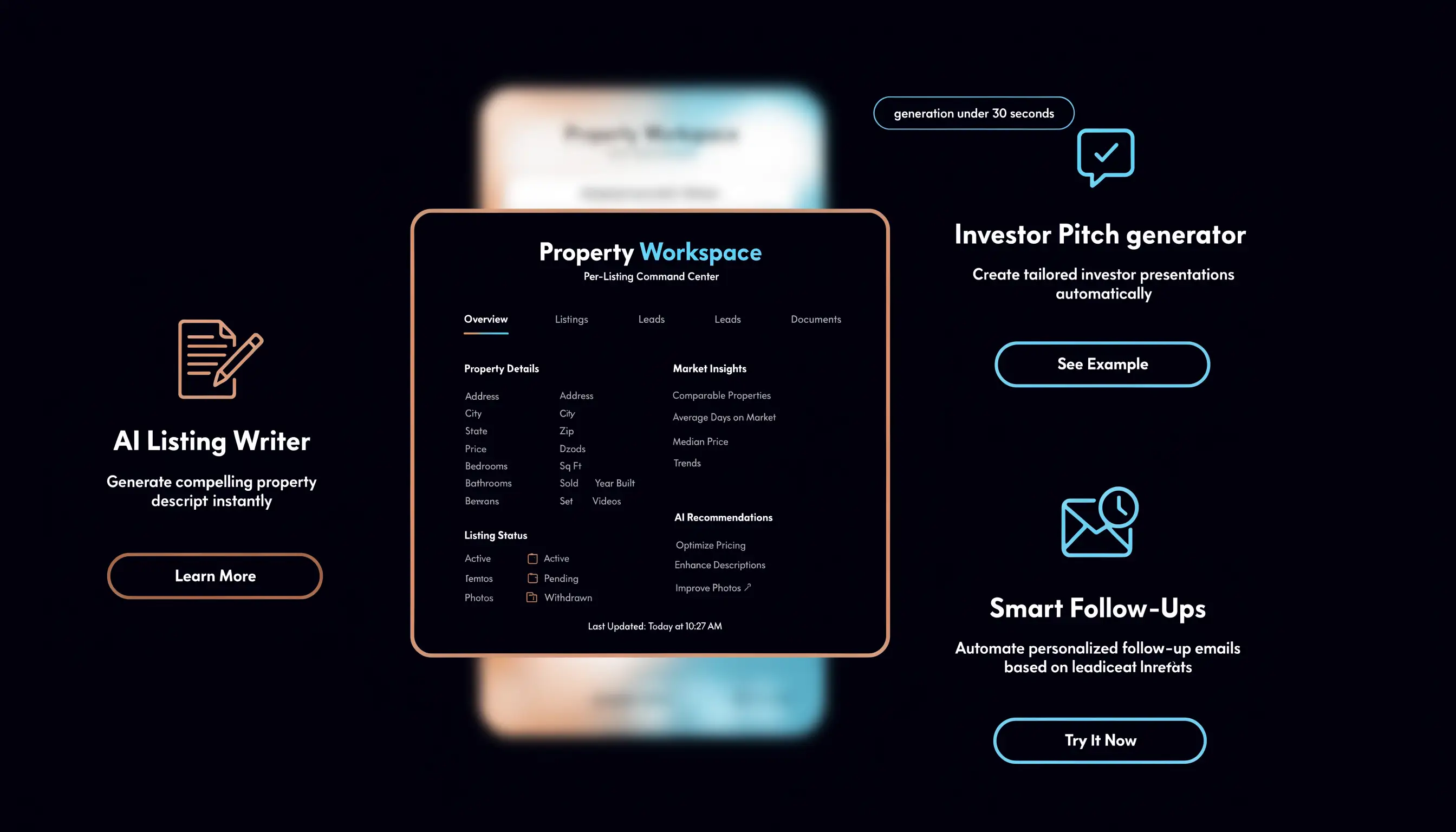 RealtrAI interface: Governed AI for real estate teams.